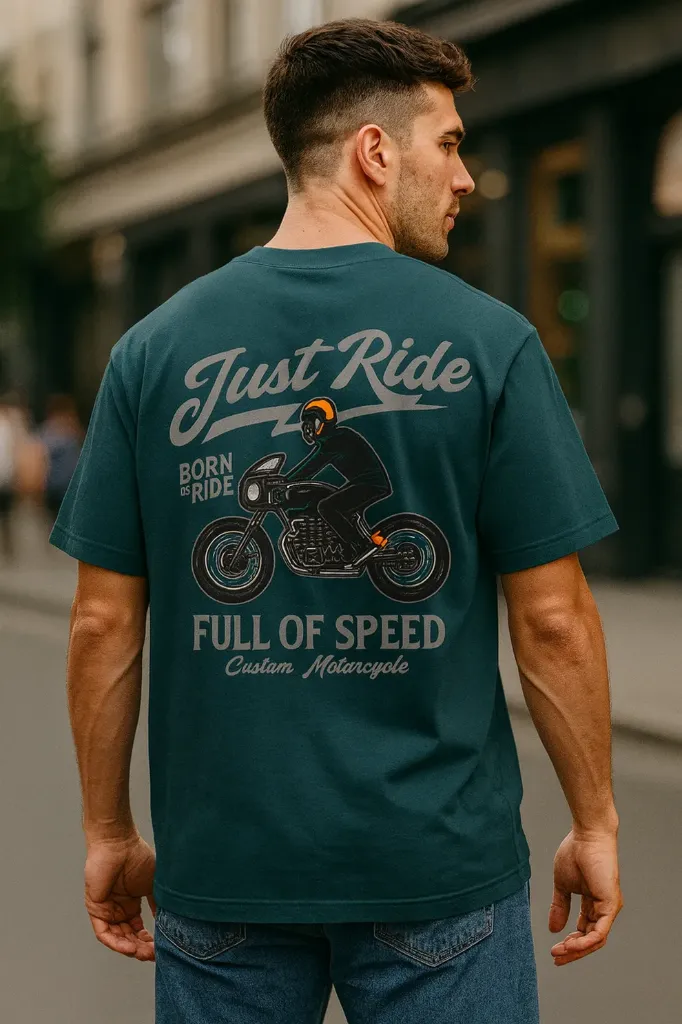 Just Ride Tshirt for men (Black, S)